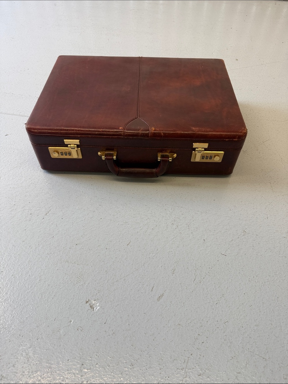 Franz W. Germany Brown Leather Briefcase with Gold Lock